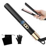 Mini Hair Straighteners, UMIGA Ionic Straightener, Mini Travel Straighteners - 2 in 1 for Short Hair, Ionic, 4 Temperatures, Auto Off 60 mins, LCD Dsplay
