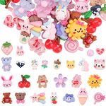 100 Pcs Kawaii Nail Charms, EBANKU Flatback Resin Nail Charms Sweet Candy Slime Animals 3D Nail Decoration for DIY Crafts Jewelry Making