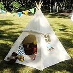 Lavievert Children Playhouse Huge Indian Canvas Teepee Kids Play House with Two Windows - Comes with A Canvas Carry Bag