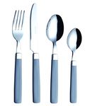 EXZACT Cutlery Set 16pcs Stainless Steel - Coloured Handles - 4 x Forks, 4 x Knives, 4 x Table Spoons, 4 x Tea Spoons - WF23 Grey