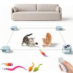 Vutlace Cat Treadmill Toy for Indoor Cats, Interactive Exercise Chase Toys with Remote Control, Adjustable Speed Simulated Cat Hunting Toys with 3 Birds, DIY Tracks USB Rechargeable Auto