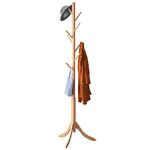 Coat rack 8 Standing Bamboo Coat Rack Hat Hanger 8 Hook for Jacket, Purse, Scarf Rack,Umbrella Tree Stand (Natural)