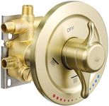 ZYGOLVQ Three Function Shower Valve with Trim Kit, Adjustable Water Temperature, 3-Way Diverter Showers Pressure Balancing Hidden Rough-in Brass Valves for Bathroom Faucet, Brused Gold