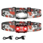 Lepro Dual Power Head Torch Rechargeable, 2pack LED Headlight with Type-C & AAA Batteries, 10 Modes Red SOS Light, Lightweight for Kids Adults, IPX4 Waterproof Headlamp for Camping, Running, Cycling