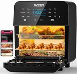 Nuwave Brio 15.5Qt Air Fryer Rotisserie Oven, X-Large Family Size, Powerful 1800W, 4 Rack Positions, 50°-425°F Temp Controls, 100 Presets & 50 Memory, Integrated Smart Thermometer, Linear T Technology