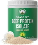 Grass Fed Beef Protein Powder - Lactose Free Great Tasting Beef Protein Isolate. Complete Animal Based Non Dairy Paleo Carnivore Protein Supplement for Prime Muscle Building. No Whey. Vanilla Flavor