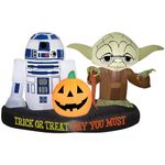 6' Gemmy Airblown Disney's Star Wars R2-D2 and Yoda w/Pumpkin Scene Yard Decoration 222968