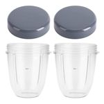 Dreld 2 Pack 18oz Cup with Flat Lid Replacement Parts Compatible with Nutribullet 600W 900W Blender Juicer (18oz)