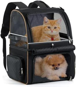 Lekesky Cat Backpack Carrier for 2 Cats, Double-Compartment Pet Carrier Backpack for Two Small Cats or One Medium Dogs, Cats Carrier Backpack Dog Carrier Backpack Fits Up to 24 Lbs (Black)