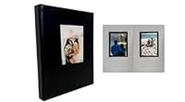 2.5" x 3.5" Wallet Size Photo Album. Holds 20 Photos. Centered Memo Writing Space/Lines. Bookshelf Medium/Small Size Album. Black Leather Cover With Stitched Borders.