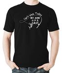 Witty Fashions Can't Work Today My Arm is in a Cast - Funny Fisherman Fishing Novelty Tee - Mens Tshirt (Black, Medium)