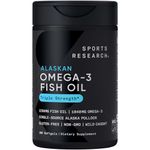 Sports Research Omega-3 Fish Oil From Wild Alaska Pollock (1250Mg Per Capsule) With Triglyceride Epa & Dha Fatty Acids|Heart, Brain & Joint Support|Ifos 5-Star Certified, Non-Gmo & Gluten Free (180Ct)