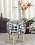 ShadowKart Ottoman Pouffes Sitting Mudda Puffy Stool for Living Room Dressing Table Pouf Round Footstool for Home Decor, Printed,16x16x17 Inch, Black Diamond