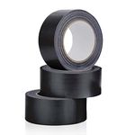 WINSOME 3 Rolls of Black Duct Tape 48mm(W) x 45m(L) Gaffer Tape for Indoor/Outdoor Water Resistance Cloth Tape for Sealing, Leakage Repairing, Box Packing, Book Binding