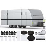 YOLENY 24'-27' Travel Trailer RV Cover, 300D Windproof Rip-Resistant Anti-UV Travel Trailer Camper Cover with Jack Cover Storage Bag Repair Patches and Tire Covers