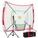 KudoMax Baseball/Softball 6×6FT Practice Net for Hitting & Pitching,Stable Bow Frame, Batting Tee, Weighted Ball, Circular Target and Strike Zone for Throwing, Most Suitable for Kids.