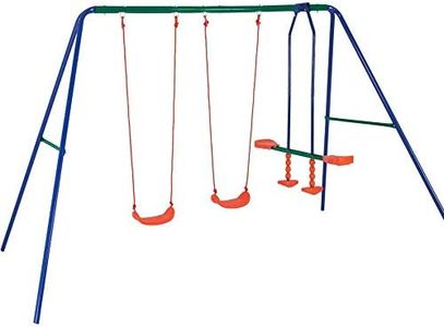 BAKAJI Altalena da Giardino per Bambini 4 Posti con Cavalluccio Dondolo Bimbi per Uso Esterno, Struttura Robusta in Acciaio