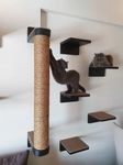 House of Meows | Panther's Perch Black Pole Scratcher with 5 Shelves Set – Wall Mounted Cat Furniture for Indoor Cats