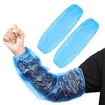 Adaamya® - 100 Pcs - Poly Disposable Arm Sleeves Elastic End Wrist Protection Over sleeves Cover for Painting Cleaning Blue (Poly (PE))…