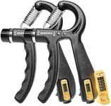 Grip Strength Trainer, Electronic Counter Up to 99999 Hand Grip Strengthener, 2 Pack Adjustable Resistance 11-132 Lbs Hand Exerciser Grip Strengthener, Enhance Grip Strength