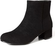 LIURUIJIA Black Booties for Women Low Heel Suede Ankle Boots Short Black Boots Lined for Winter 42(42/US10.5)