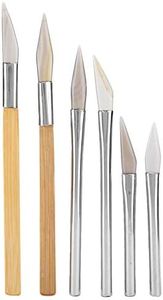 Bruñidor de ágata, 6 uds Juego de bruñidor de ágata con bordes de cuchillo herramientas de pulido artesanal tallado de metales preciosos con mango de hierro de bambú bruñidores de ágata