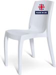 1 x Chair White Gloss, Stackable, Recyclable, Strong, Made in UK, Durable, Stylish, Comfortable, UV Resistant | Kitchen, Living, Dining, Office, Outdoor, Café, Restaurant, College, Hotel, Event