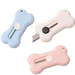 SULIVES 3Pcs Wrap Box Opener, Mini Letter Openers with Cute Bone Design, Portable Box Cutter Applies to Office, School & Home Use