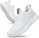 Feethit Women Tennis Running Shoes Walking Shoes Lightweight Casual Sneakers for Travel Gym Work Woman Waitress Nurse Light White 7.5