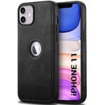 TheGiftKart Genuine Leather Finish iPhone 11 Back Cover Case | Shockproof Design | Raised Edges for Camera & Screen Protection | Stunning Minimalist Design Back Case Cover for iPhone 11 (Black)