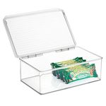 iDesign Kitchen Binz Hinged Lid Stackable Plastic Organizer Bin, 10.75 x 7.25 x 3.75 Inch, Clear