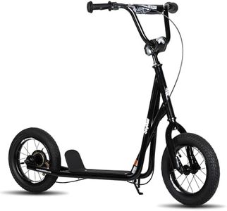 JOYSTAR Kick Scooter for Ages 5-9 Years Old Boys Girls, 12 Inch Big Wheels Scooters for Kids, Teens and Adults, Adjustable Handlebar, Kids Scooter, Black