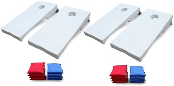Driveway Games 2 by 4 Foot All Weather Indoor and Outdoor Portable Cornhole Boards with Locking Bag Storage and Bean Bags, White (2 Pack)