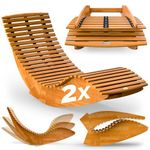 CASARIA® 2x JAVA Rocking Wooden Garden Loungers 195x60x93cm | FSC®-Certified Acacia Wood Weatherproof Outdoor Furniture | Foldable Ergonomic Rocker Swing Chair Brown | 160kg Capacity