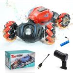 COUOMOXA Dual-Sided RC Car - Special Effects Music & Lights, Durable Design for Various Terrains | Toys for 7 8 9 10 11 12 Year Old Boys/Girls Birthday Gift, Indoor & Outdoor Use (Red)