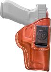 Inside The Waistband Leather Holster for Glock 19 23. IWB Holster with Clip Conceal Carry. Brown Right Hand.