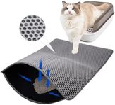 Large Cat Litter Mat, 60 x 45 cm Double Layer Waterproof Litter Trapping Mat Honeycomb Large Holes Design for Scatter Control, Non-Toxic, Nonslip,Grey