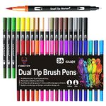 Colouring Pens, 36 Colours Felt Tip Pens Set Dual Brush Pens Art Markers for Kids Adults Colouring, Fineliner and Brush Tips for Drawing Sketching Calligraphy Painting Lettering Bullet Journal