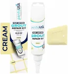 PentaUSA Tile Grout Repair Kit - Cream Grout Filler, Triple Protection, Fast Drying Formula Restores and Renews Joint Lines with Grout Float (Cream, 8.8oz / 250gr)