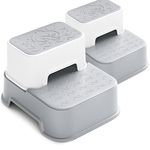 Kids Step Stool,2 Step Stool for Toddler (Grey 2 Packs), Toddler Stool for Toilet Potty Training,Wiifo Slip Resistant for Safety as Bathroom Potty Stool & Kitchen Step Stool (Grey 2 Packs)