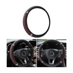 TSUGAMI Bling Soft Leather Steering Wheel Cover, 15 Inch Colorful Rhinestones Auto Elastic Steering Wheel Protector, Sparkly Crystal Diamond for Women Girls, Car Accessories for Most Cars (Black/Red)