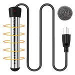 Immersion Water Heater, 2000w Portable Bucket Heater with Stainless Steel Guard, Electric Water Heater, Submersible Water Heater, Bathtub Heater, immersion Heater for Bathtub, Above Ground Pool(Black)