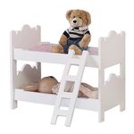 Wooden Doll Bunk Bed Doll Furniture Toys Bunk Bed with Ladder and Two Pillows fits 18 Inch Dolls for Kids and Toddlers