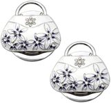 Morices 2 Pcs Foldable Flower Purse Hooks, Portable Handbag Hanger Folding Table Hook Holder with Storage Box, Folding Rhinestone Bag Hanger Collection Desk Hooks for Purse