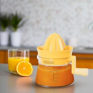 Frafuo Hand Juicer Machines-Food Grade PP Material Citrus Juicer-Manual Unique Orange Juicer with Handle for Different Fruits Citrus Squeezer-Lemon Juicer BPA-Free, Yellow