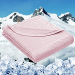 HOMFINE Cooling Blanket for Night Sweats Cool Throw Blanket with Japanese Q-max>0.45 Double-sided Cooling Fiber Lightweight Soft Blanket for Summer Absorb Heat and Stay Cool, Pink, 200x220cm