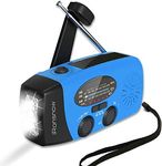 (Upgraded Version) iRonsnow Solar Emergency NOAA Weather Radio Dynamo Hand Crank Self Powered AM FM WB Radios 3 LED Flashlight 2000mAh Smart Phone Charger Power Bank (Blue)