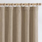 JINCHAN Linen Curtains 84 Inches Long Linen Textured Curtians for Living Room Light Filtering Farmhouse Burlap Curtains Rod Pocket Window Curtain Panels for Bedroom 2 Panels Tan Curtains