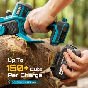 SEESII Cordless Mini Chainsaw Set – 8" & 6" Brushless, 2x 3000mAh, Tool-Free, Oiler