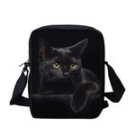 Belidome Black Cat Print Kids Girls Boys Cross Body Bags School Messenger Business Bag Handbags